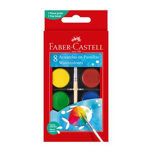 ACUARELA FABER CASTELL ESTUCHE X 8 UND + PINCEL 24 MM