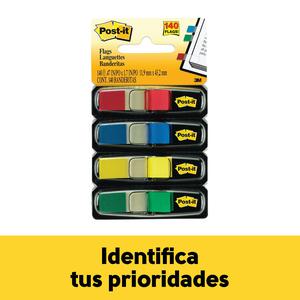 BANDERITAS ADHESIVAS 3M POST-IT 11.9 X 43.2 MM MULTICOLOR 140 HOJAS