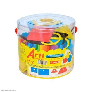JUEGO DIDÁCTICO ARTI CREATIVO BLOQUES LÓGICOS Y ENHEBRADOS