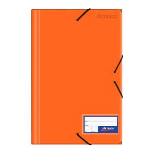 CARPETA PLASTIFICADO ARTESCO OFICIO NARANJA CON LIGA