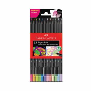 COLORES LARGOS FABER CASTELL SUPERSOFT X 12 UND (6 NEON + 6 PASTEL)