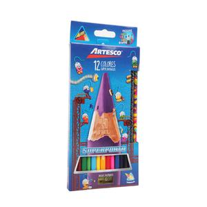 COLORES LARGOS ARTESCO TRIANGULARES + LÁPICES + SACAPUNTAS X 12 UND