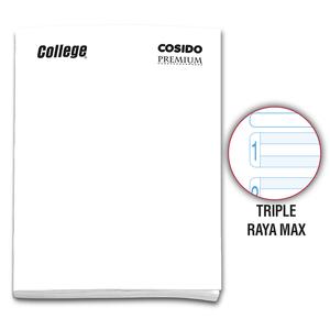 CUADERNO TRIPLE RAYA DELUXE COLLEGE MAX A4 COSIDO BLANCO 80 HOJAS