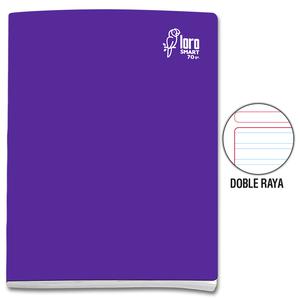 CUADERNO DOBLE RAYA DELUXE LORO A4 MORADO 80 HOJAS