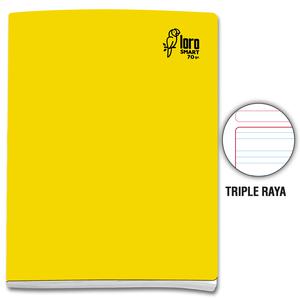 CUADERNO TRIPLE RAYA DELUXE LORO A4 AMARILLO 80 HOJAS