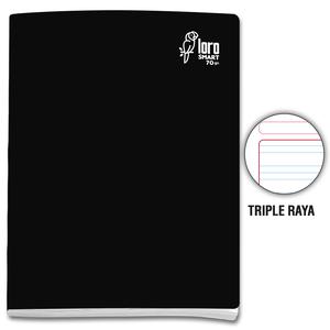CUADERNO TRIPLE RAYA DELUXE LORO A4 NEGRO 80 HOJAS