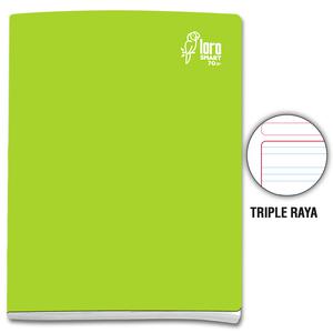 CUADERNO TRIPLE RAYA DELUXE LORO A4 VERDE LIMÓN 80 HOJAS