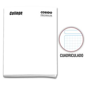 CUADERNO CUADRICULADO DELUXE COLLEGE COSIDO BLANCO 80 HOJAS