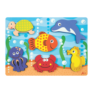 JUEGO DIDÁCTICO ARTI CREATIVO ENCAJE DE MADERA OCÉANO 6 PIEZAS