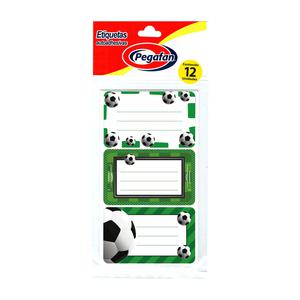 ETIQUETA ESCOLAR PEGAFAN FÚTBOL X 12 UND