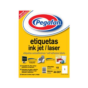 ETIQUETA INKJET PEGAFAN A4-007 200 X 288 MM PAQUETE X 10 UND