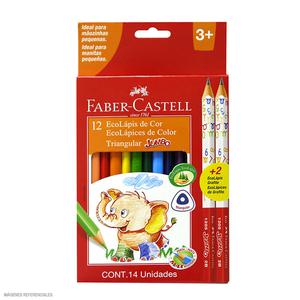 COLORES LARGOS JUMBO FABER CASTELL TRIANGULARES + 2 LÁPICES X 12 UND