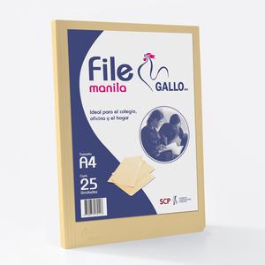 FILE MANILA GALLO A4 PAQUETE X 25 UND