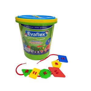 JUEGO DIDÁCTICO EVAFLEX BOTONES GEOMÉTRICOS DE COLORES BALDE 170 PIEZAS + 8 PIEZAS
