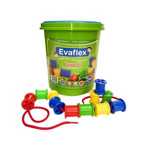 JUEGO DIDÁCTICO EVAFLEX CARRETES BALDE 80 PIEZAS + 8 PIEZAS