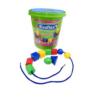 JUEGO DIDÁCTICO EVAFLEX ENHEBRADOS BALDE 80 PIEZAS + 8 PIEZAS