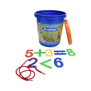 JUEGO DIDÁCTICO EVAFLEX ENSARTE NÚMEROS Y SÍMBOLOS BALDE X 150 PIEZAS + 8 PIEZAS