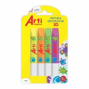 PINTURA ACRÍLICA ARTI CREATIVO 3D NEÓN X 4 UND