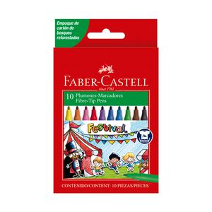 PLUMÓN DELGADO FABER CASTELL FESTIVAL ESTUCHE CARTÓN X 10 UND