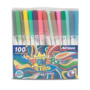 PLUMÓN DELGADO ARTESCO POWER TIPS PUNTA CÓNICA X 100 UND