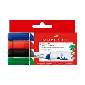 PLUMÓN PARA PIZARRA FABER CASTELL WINNER 123 ESTUCHE X 4 UND