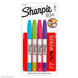 PLUMÓN INDELEBLE DELGADO SHARPIE DOBLE PUNTA X 4 UND