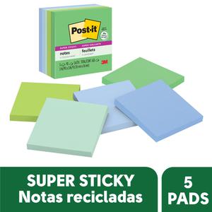 NOTAS ADHESIVAS 3M POST-IT SUPER STICKY 76 X 76 MM COLORES TROPICALES 450 HOJAS