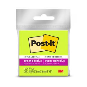 NOTAS ADHESIVAS 3M POST-IT SUPER STICKY 76 X 76 MM VERDE 45 HOJAS