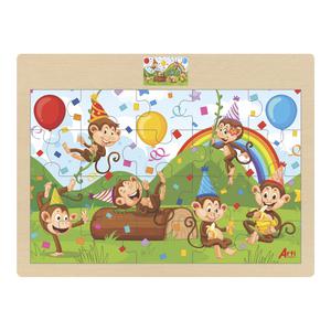 ROMPECABEZA DE MADERA ARTI CREATIVO MONKEY PARTY X 20 PIEZAS