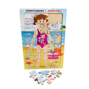 ROMPECABEZAS DE MADERA EVAFLEX CUERPO HUMANO DE NIÑA PLAYA 30 PIEZAS