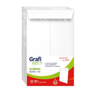 SOBRE BOND GRAFIPAPEL A4 90 G PAQUETE X 50 UND
