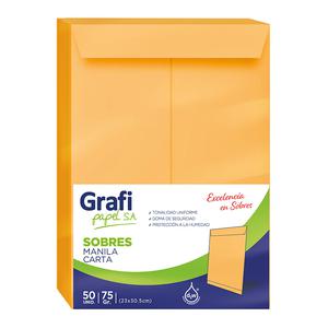 SOBRE MANILA GRAFIPAPEL CARTA PAQUETE X 50 UND