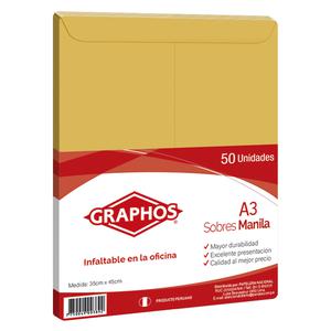 SOBRE MANILA GRAPHOS RADIOGRÁFICO A3 PAQUETE X 50 UND