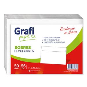 SOBRE BOND GRAFIPAPEL N16 CARTA 56 G PAQUETE X 50 UND