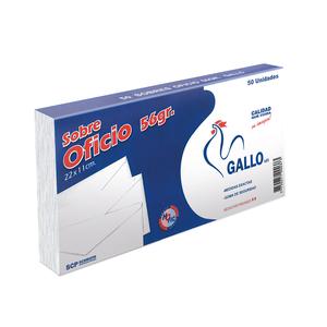 SOBRE BOND GALLO N9 OFICIO 60 G PAQUETE X 50 UND