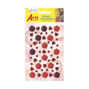 STICKERS ARTI CREATIVO ROSAS Y CORAZONES SURTIDO X 55 UND