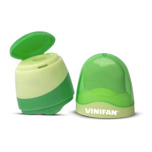 TAJADOR SIMPLE DE PLÁSTICO VINIFAN FUNKY CON DEPÓSITO + BORRADOR SURTIDO X 1 UND